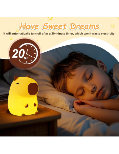 Luz Nocturna Capibara Hinittey Recargable 1200mA con Temporizador