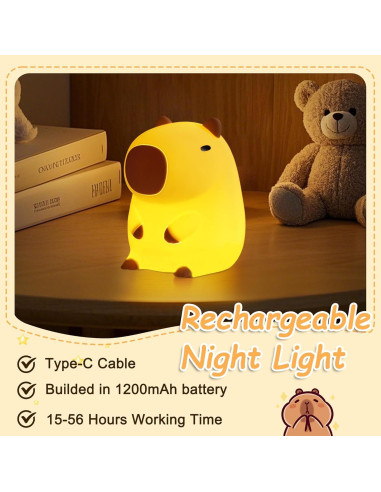 Luz Nocturna Capibara Hinittey Recargable 1200mA con Temporizador