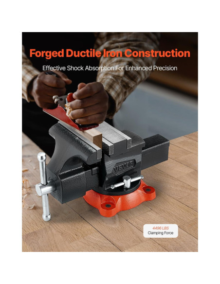 Prensa de Banco VEVOR 5.5" (140 mm) Hierro Dúctil Giratoria 360