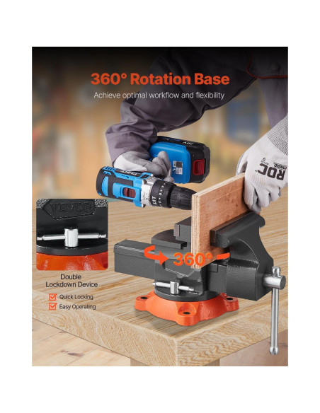 Prensa de Banco VEVOR 5.5" (140 mm) Hierro Dúctil Giratoria 360