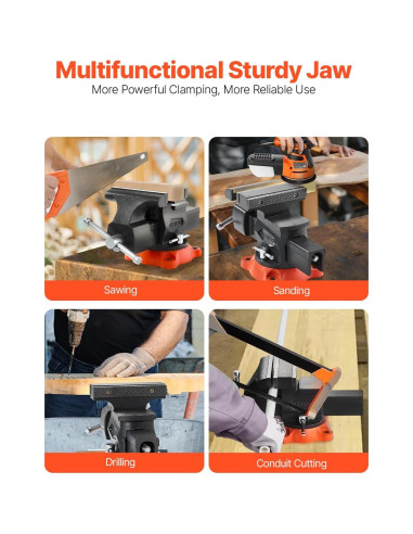 Prensa de Banco VEVOR 5.5" (140 mm) Hierro Dúctil Giratoria 360