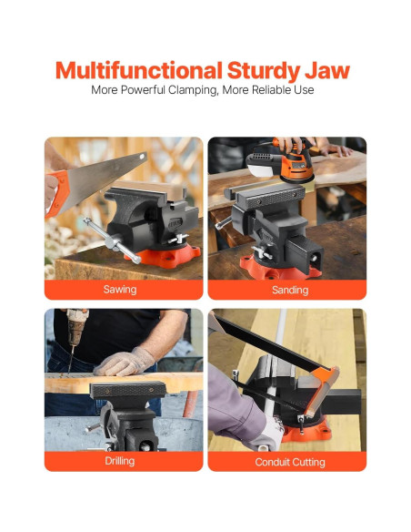 Prensa de Banco VEVOR 5.5" (140 mm) Hierro Dúctil Giratoria 360