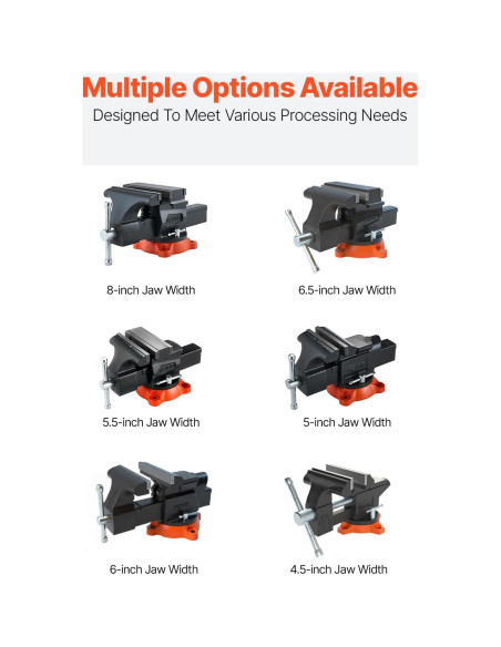 Prensa de Banco VEVOR 5.5" (140 mm) Hierro Dúctil Giratoria 360