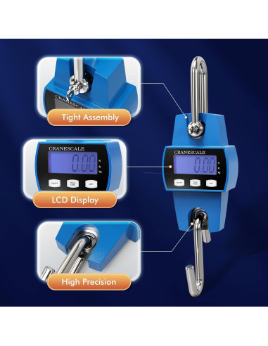 Escala Digital Colgante 300kg Azul - Portátil y Precisa