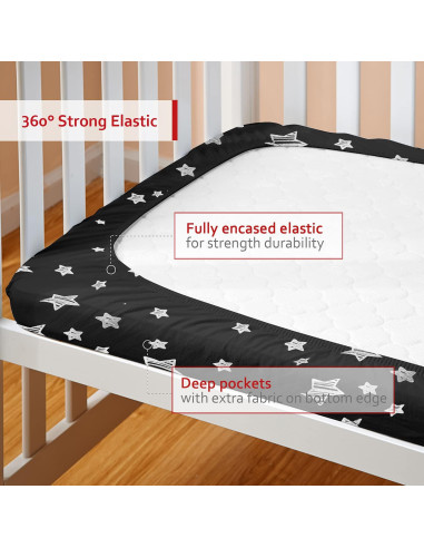 Sábana Ajustada Moonsea para Pack and Play Estrella Negra 99x68cm