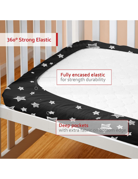 Sábana Ajustada Moonsea para Pack and Play Estrella Negra 99x68cm Sábana Ajustada Moonsea para Pack and Play Estrella Negra 99x68cm