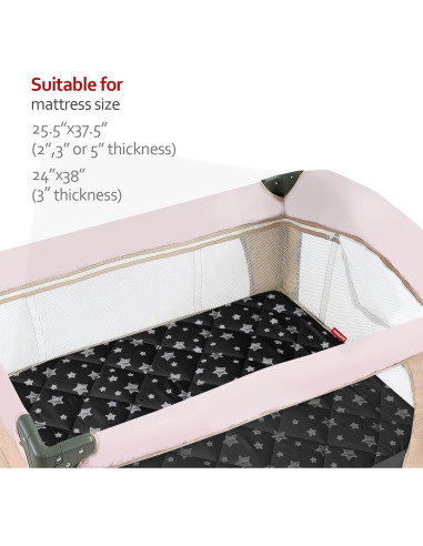 Sábana Ajustada Moonsea para Pack and Play Estrella Negra 99x68cm