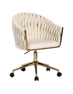 Silla de Oficina Comermax de Terciopelo Beige Ajustable