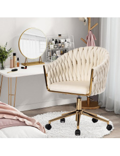 Silla de Oficina Comermax de Terciopelo Beige Ajustable 2