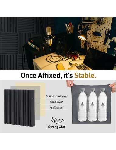 Paquete de 12 Paneles Acústicos HERTBER 30x30 cm Insonorización