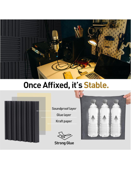 Paquete de 12 Paneles Acústicos HERTBER 30x30 cm Insonorización Paquete de 12 Paneles Acústicos HERTBER 30x30 cm Insonorización