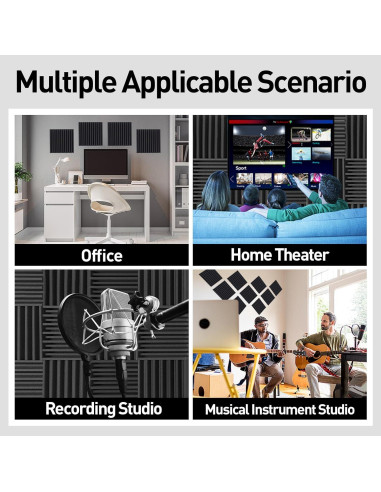 Paquete de 12 Paneles Acústicos HERTBER 30x30 cm Insonorización