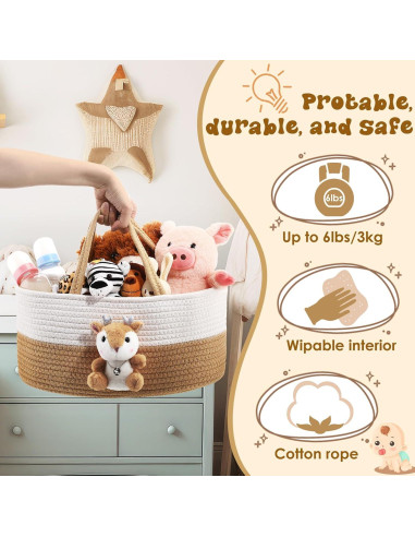 Cesta de Pañales Portátil FoldTier Ciervo Bonito 36x23x17cm