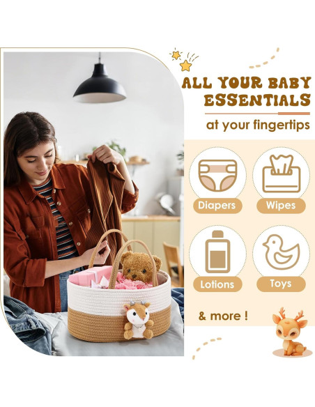 Cesta de Pañales Portátil FoldTier Ciervo Bonito 36x23x17cm