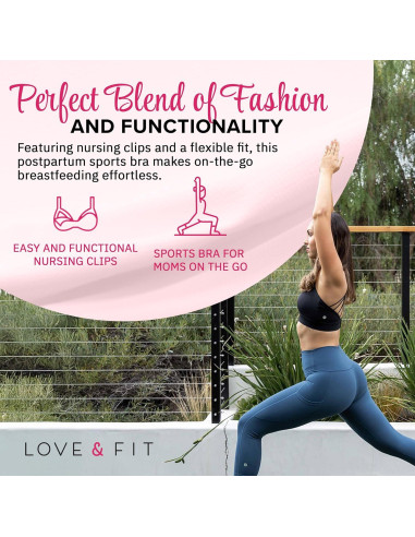 Sostenedor Deportivo de Lactancia Love and Fit Espalda Cruzada - Soporte Bajo-Medio, Banda Gruesa