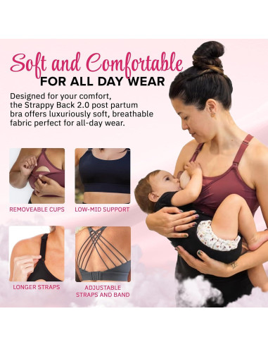 Sostenedor Deportivo de Lactancia Love and Fit Espalda Cruzada - Soporte Bajo-Medio, Banda Gruesa