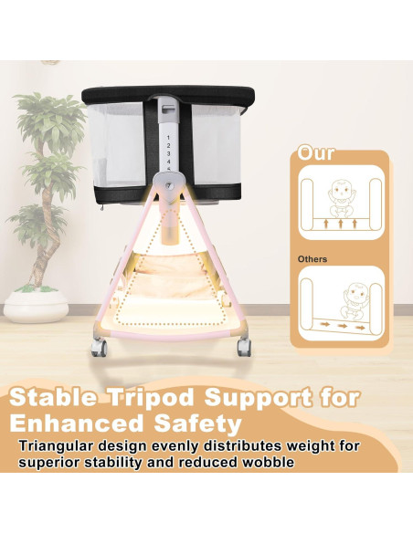 Cuna Lateral 3 en 1 MEICHYUN Negra Ajustable 6 Niveles