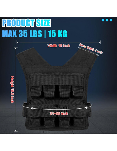Chaleco con peso ajustable Halfchet 15.88 kg para entrenamiento
