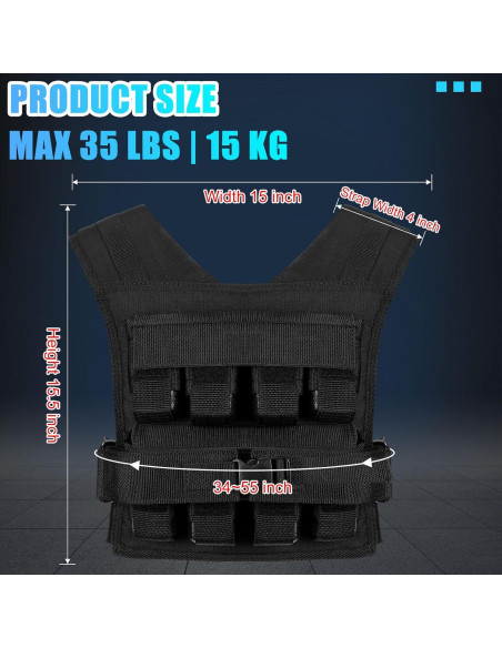 Chaleco con peso ajustable Halfchet 15.88 kg para entrenamiento