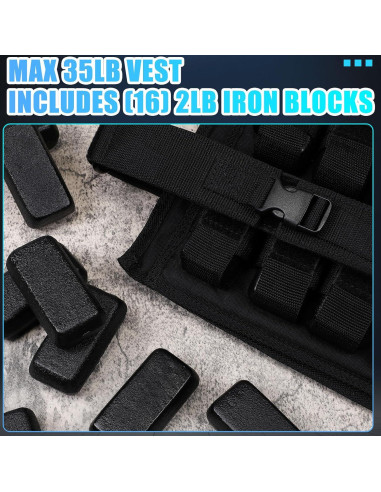 Chaleco con peso ajustable Halfchet 15.88 kg para entrenamiento