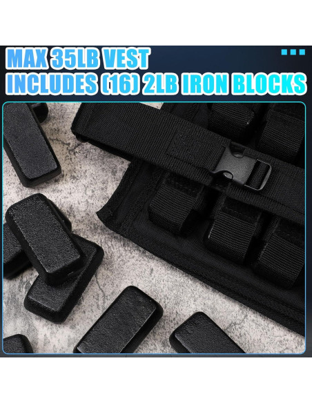 Chaleco con peso ajustable Halfchet 15.88 kg para entrenamiento