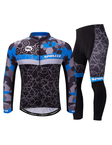 Conjunto de Ciclismo Sponeed Hombre Manga Larga Azul Multi