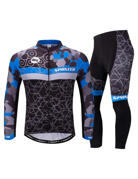 Conjunto de Ciclismo Sponeed Hombre Manga Larga Azul Multi