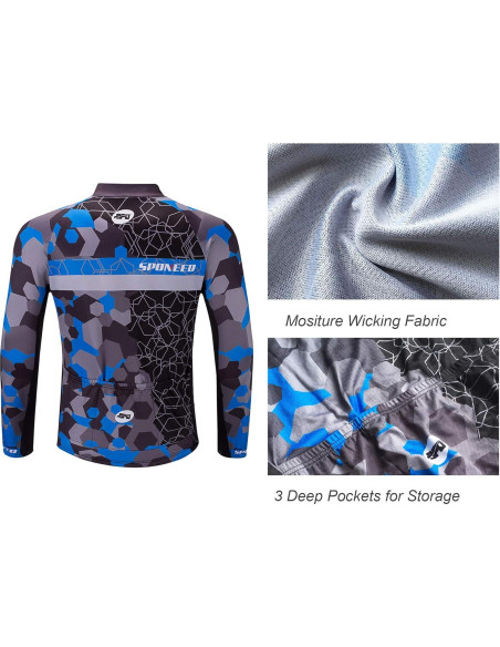 Conjunto de Ciclismo Sponeed Hombre Manga Larga Azul Multi