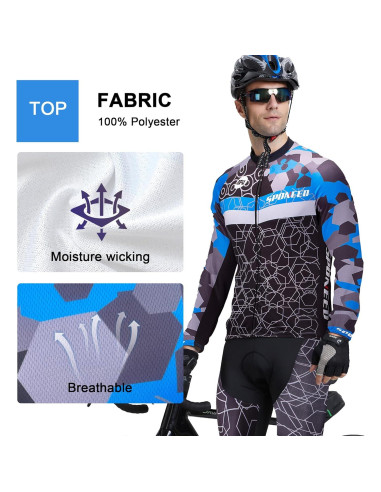 Conjunto de Ciclismo Sponeed Hombre Manga Larga Azul Multi