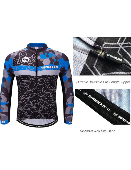 Conjunto de Ciclismo Sponeed Hombre Manga Larga Azul Multi