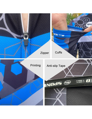 Conjunto de Ciclismo Sponeed Hombre Manga Larga Azul Multi