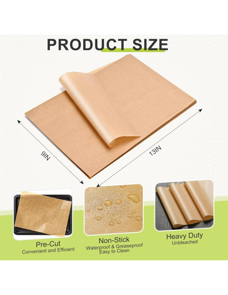 120 Hojas de Papel Pergamino KIEGMIA 22.86 x 33.02 cm Antiadherente