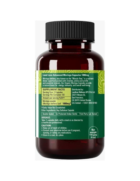 Cápsulas de Moringa Oleifera Urmi Lifesciences 120 Unidades Cápsulas de Moringa Oleifera Urmi Lifesciences 120 Unidades