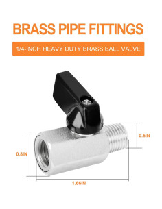 Válvula de Bola Mini de Bronce Gasher 1/4" NPT 3 Piezas 2