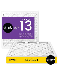 Filtro de Aire Simply MERV 13 14x24x1 Paquete de 4 para HVAC