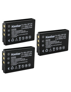 Kastar Paquete de 3 Baterías Recargables NP-120 para Cámara