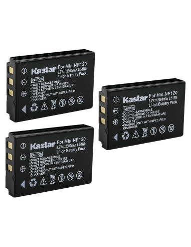 Kastar Paquete de 3 Baterías Recargables NP-120 para Cámara