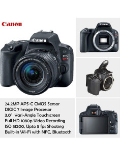 Cámara DSLR Canon EOS Rebel SL2 + Lente 18-55mm + Accesorios 2