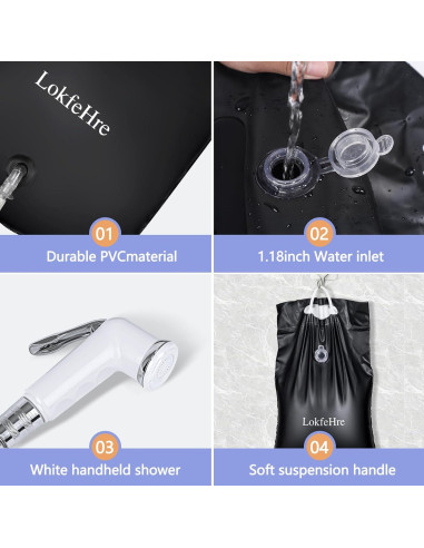 Bolsa de Agua para Ducha LOKFEHRE 9.46L para Cama