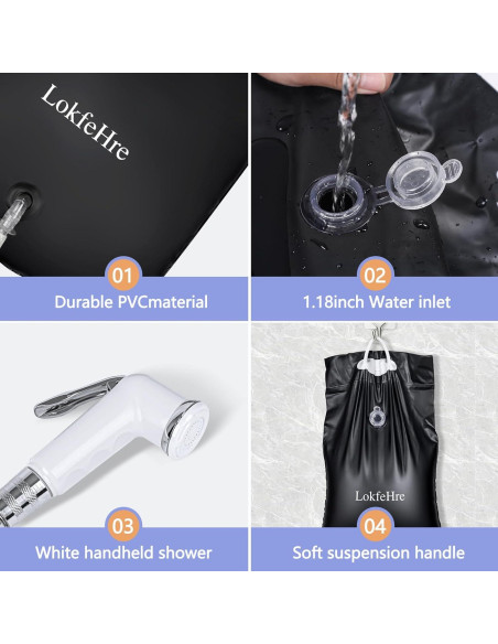 Bolsa de Agua para Ducha LOKFEHRE 9.46L para Cama