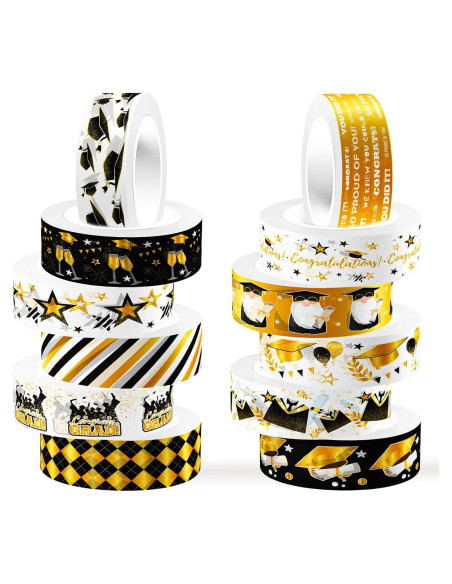 Juego de 12 Rollos de Cinta Washi de Graduación Resflyar 5m Juego de 12 Rollos de Cinta Washi de Graduación Resflyar 5m