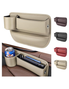 Organizador de Asiento para Automóvil Berimat Beige con Soporte para Tazas
