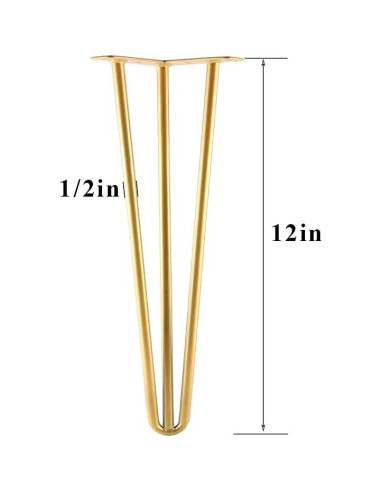 Piernas de Hairpin ALXEH 30 cm Oro - Juego de 4 para Muebles