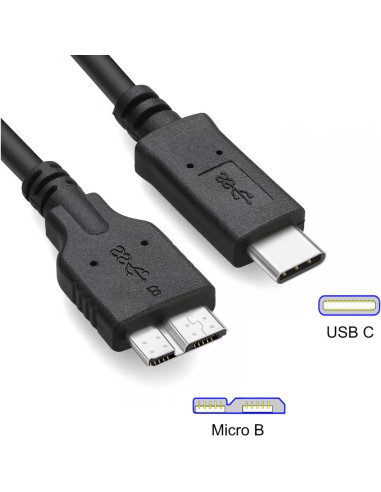 Cable USB C a Micro-B 0.91m para Discos Duros Externos