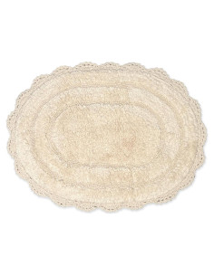 Alfombra de baño ovalada Chardin Home 100% algodón marfil 43x61 cm