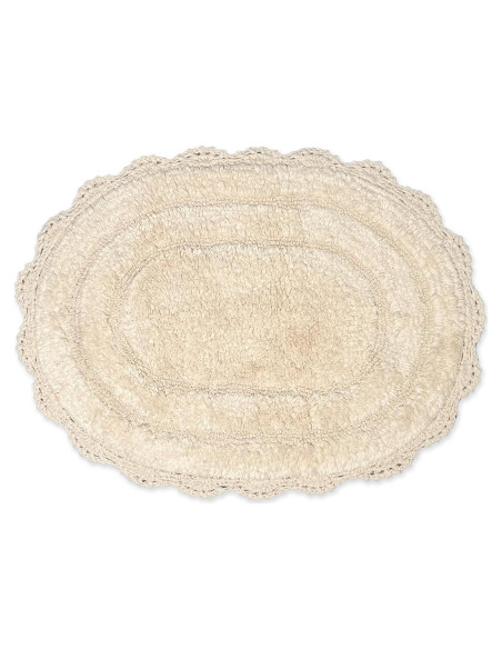 Alfombra de baño ovalada Chardin Home 100% algodón marfil 43x61 cm