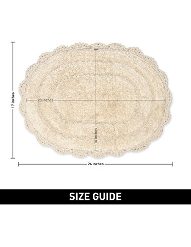 Alfombra de baño ovalada Chardin Home 100% algodón marfil 43x61 cm