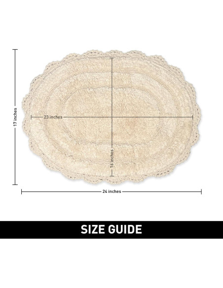 Alfombra de baño ovalada Chardin Home 100% algodón marfil 43x61 cm