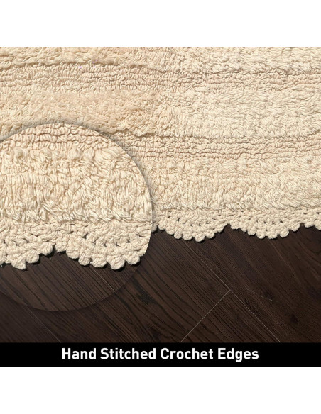 Alfombra de baño ovalada Chardin Home 100% algodón marfil 43x61 cm