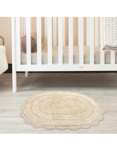 Alfombra de baño ovalada Chardin Home 100% algodón marfil 43x61 cm